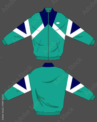 retro vintage windbreaker hoodie jacket template