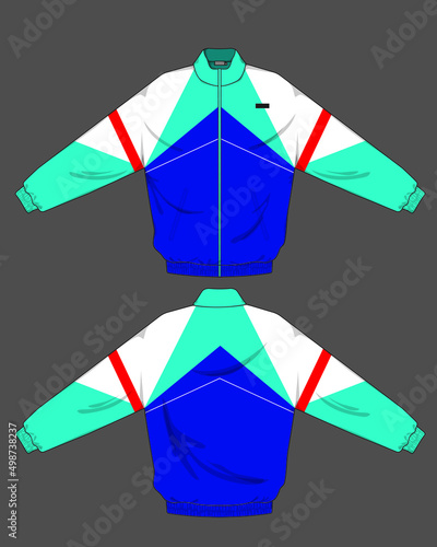 retro vintage windbreaker hoodie jacket template