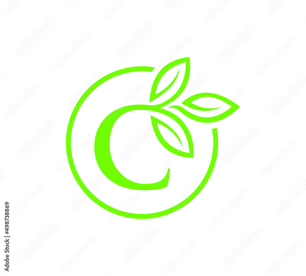 Letter with leaf logo design Letter with leaf logo design