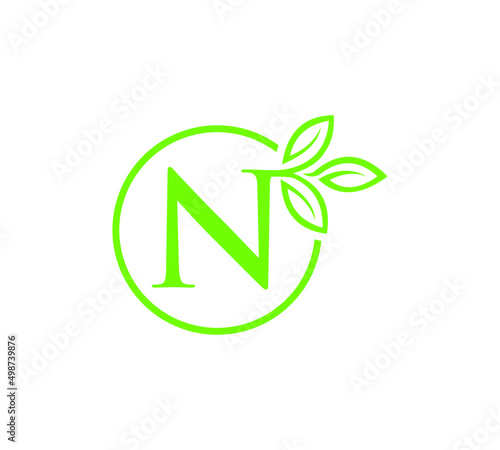 Letter with leaf logo design 
