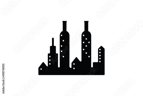 wine city logo template design. symbol illustration.