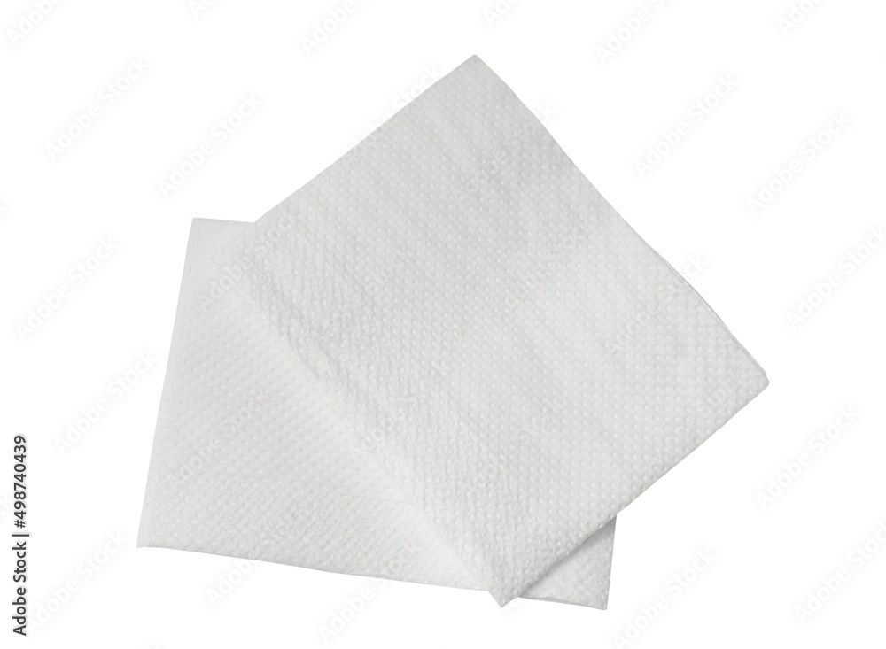 Two folded pieces of white tissue paper or napkin in stack isolated on white background with clipping path Two folded pieces of white tissue paper or napkin in stack isolated on white background with clipping path