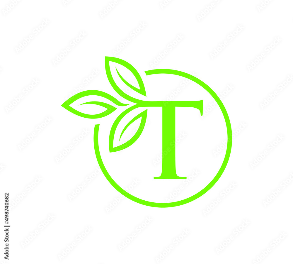 Obraz premium Letter with leaf logo design