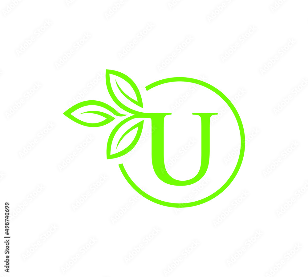 Letter with leaf logo design Letter with leaf logo design