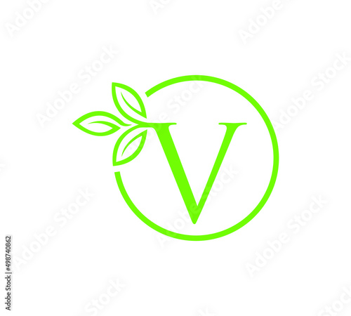 Letter with leaf logo design 