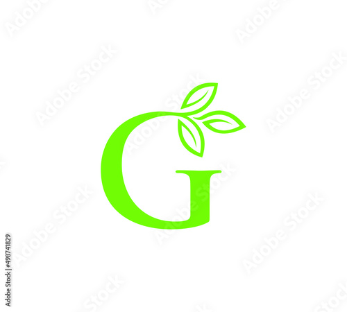 Letter with leaf logo design 