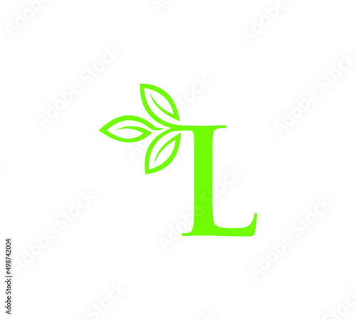 Letter with leaf logo design	 photo