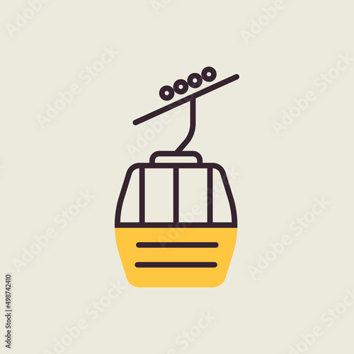 Ski lift gondola flat vector icon