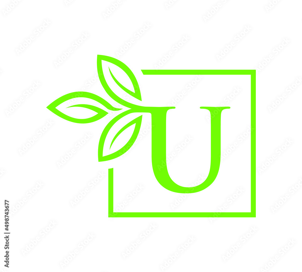 Letter with leaf logo design Letter with leaf logo design