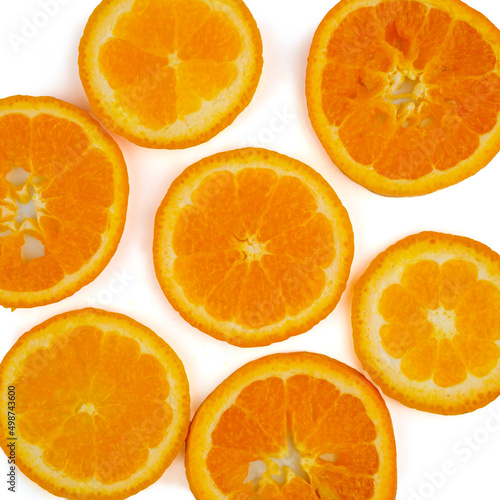 Real fresh orange sliced on isolated white background.