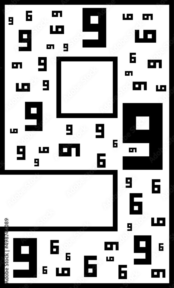 Black arabic numeral 9 on white background Black arabic numeral 9 on white background