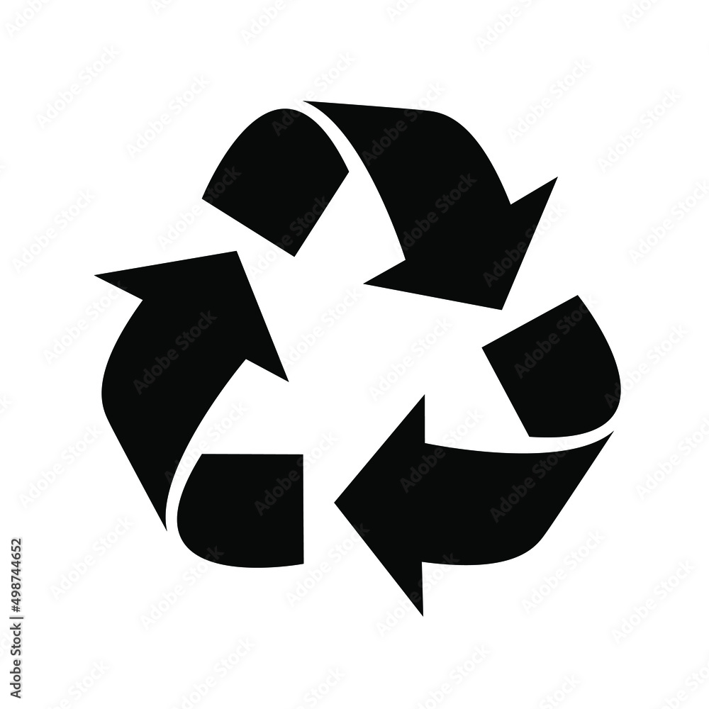 Black recycling symbol vector isolated on white background. Black recycling symbol vector isolated on white background.