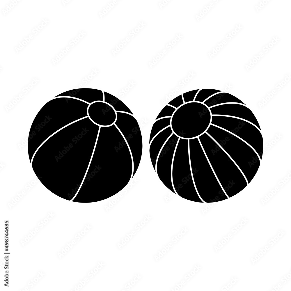 Beach Ball Black and White Icon. Silhouette Design Element on Isolated White Background Stock Vektorgrafik Adobe Stock