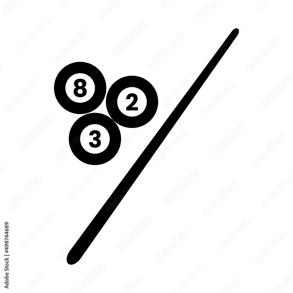 Billiard Black and White Icon. Silhouette Design Element on Isolated White Background Billiard Black and White Icon. Silhouette Design Element on Isolated White Background