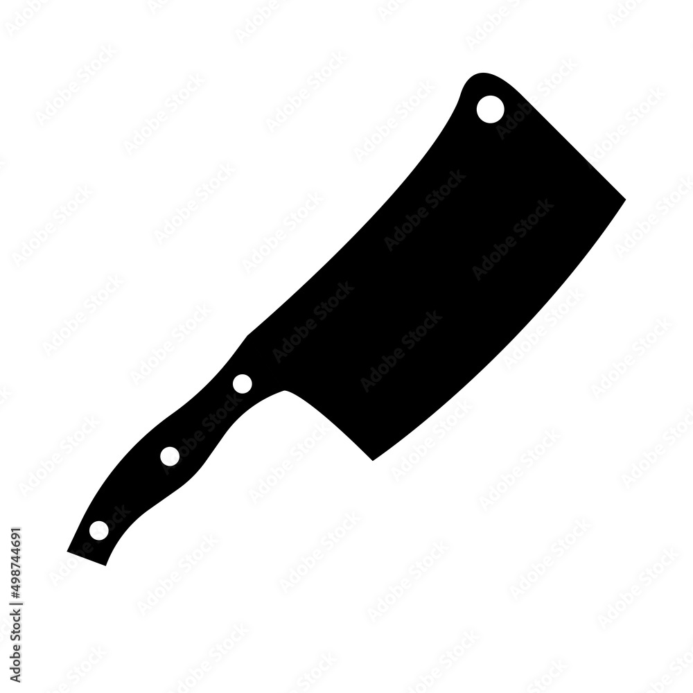 Butchery Knife Black and White Icon. Silhouette Design Element on Isolated White Background Butchery Knife Black and White Icon. Silhouette Design Element on Isolated White Background