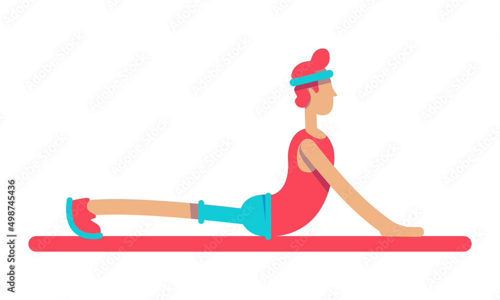 Athletic guy doing aerobic exercise semi flat color vector character