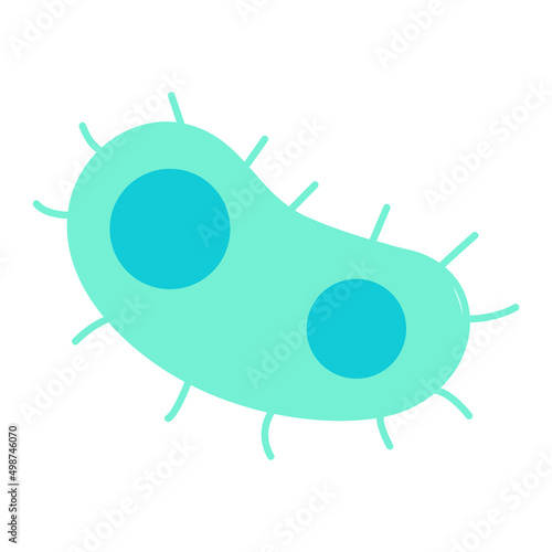 Green bacteria semi flat color vector object. Full sized item on white. Living organism. Cell biology. Chemical composition. Simple cartoon style illustration for web graphic design and animation