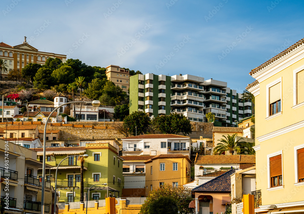Colorful buildings on a hill near Malaga, Spain
