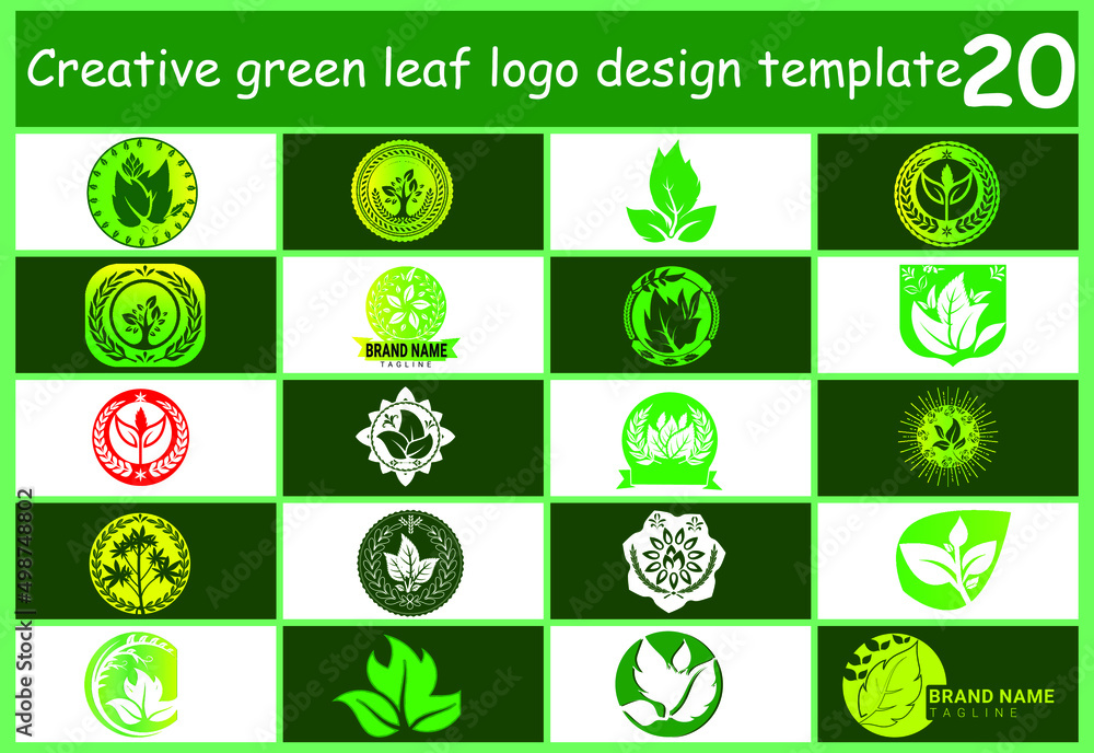 Creative green leaf logo and icon design template Creative green leaf logo and icon design template