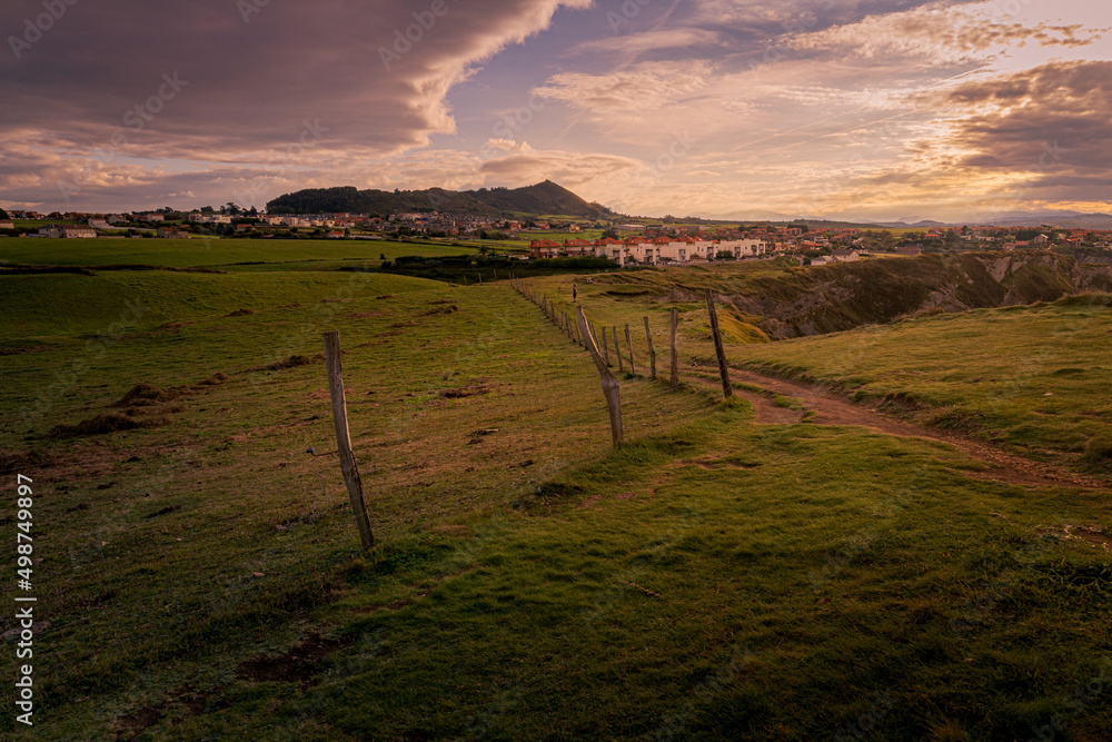 Spectacular landscapes of the Quebrada coast, near Liencres, Cantabria. Spain.