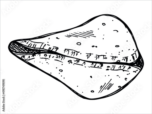 Vector hand drawn chinese fortune cookies isolated on white backgrounds. Food illustration. Crisp cookie with a blank piece of paper inside. For print, web, design, decor, logo.