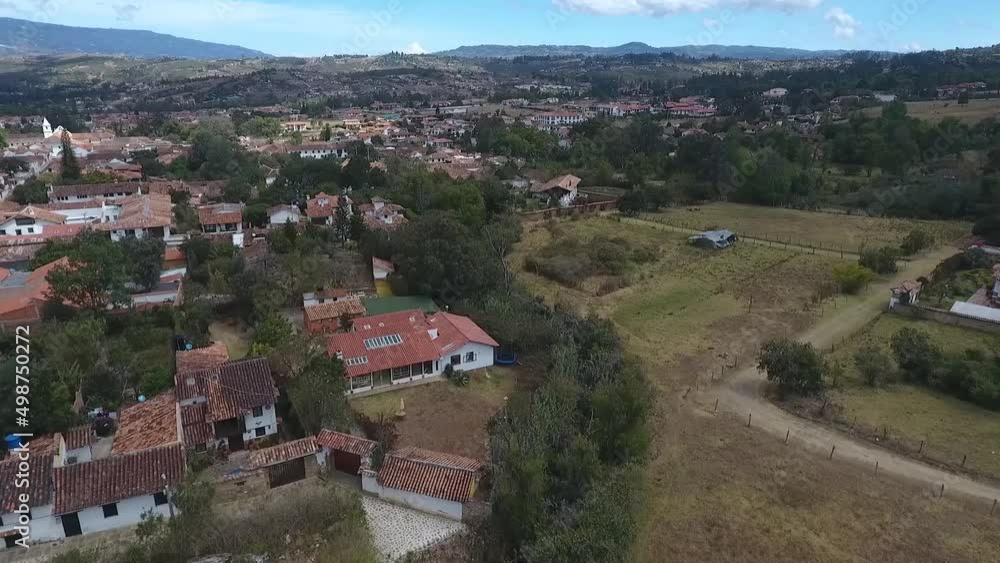 Colombian landscape, drone flight, tour over the village. Colombian landscape, drone flight, tour over the village.