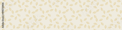 Gender neutral foliage seamless vector border. Simple whimsical 2 tone leaf ribbon. Kids nursery wallpaper or scandi bordur. 