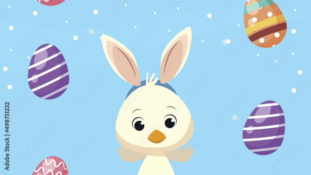 easter animation with duck wearing ears rabbit and eggs easter animation with duck wearing ears rabbit and eggs