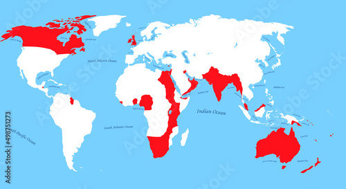 Map of British Empire Canada Africa Australia India 