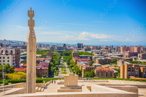 Canvas Print Aerial view of Yerevan city from the Cascade art complex viewpoint in Yerevan, A