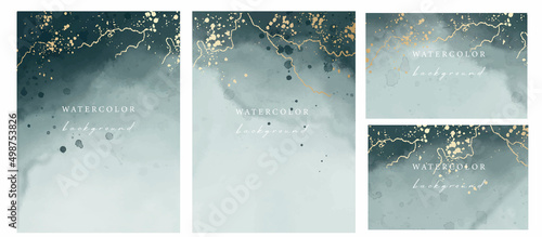 Set of vector watercolor universal backgrounds with copy space for text. Design for card, invitation.