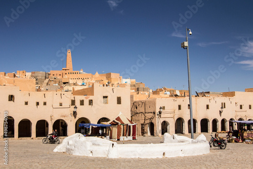 Central market square in Ghardaia city, M'Zab Valley, Algeria photo