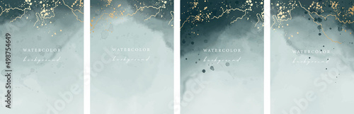 Set of vector watercolor universal backgrounds with copy space for text. Design for social media, card, invitation, brochure, cover.