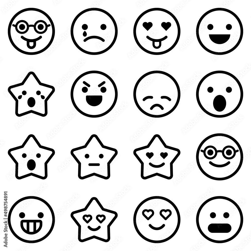 Emoji Flat Icon Set Isolated On White Background Emoji Flat Icon Set Isolated On White Background