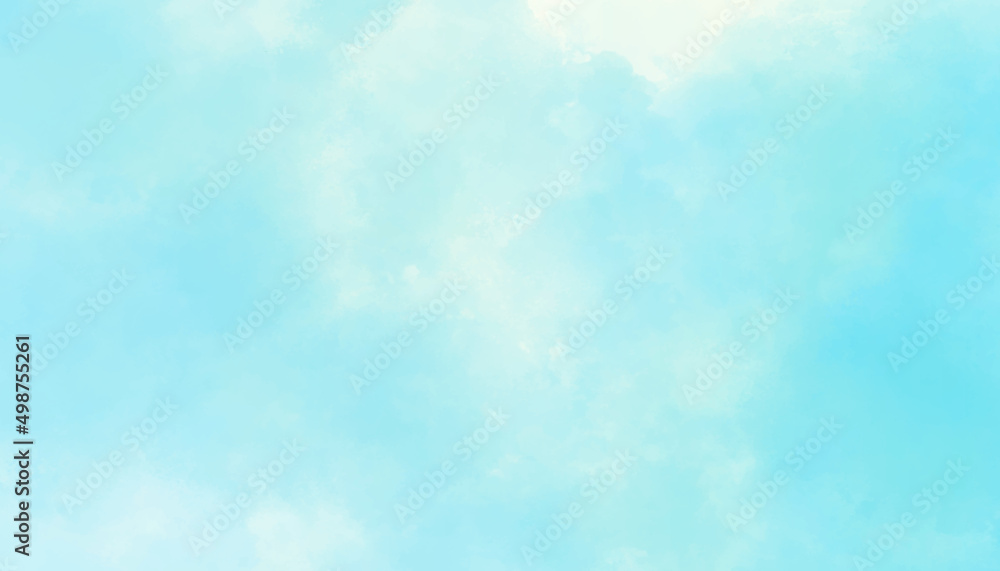 Abstract watercolor painted blue sky with clouds, Painted Light blue watercolor texture with space, Soft cloud in the sky background blue tone for wallpaper,decoration,graphics design and web design. 
