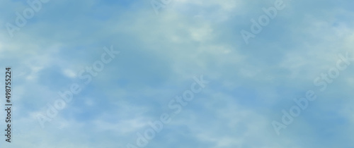Natural morning blue sky with clouds, Light blue bright abstract watercolor painted sky background, Abstract background of white fluffy clouds on a blurry blue sky for design, and wallpaper.