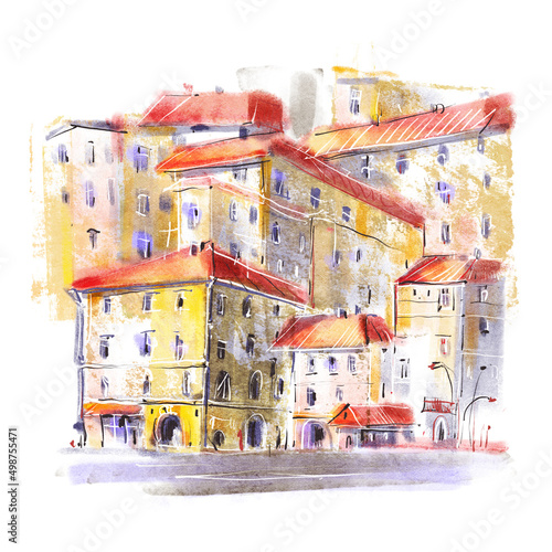City landscape.  Sketch with colored pencils. © tiff20
