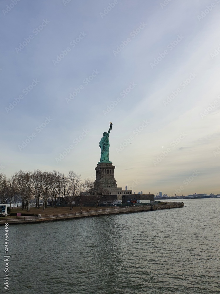 The Statue of Liberty or Statue of Liberty is a monument located on Liberty Island, New York Bay in New York City, New York, United States of America. which is a gift the French gave to the Americans The Statue of Liberty or Statue of Liberty is a monument located on Liberty Island, New York Bay in New York City, New York, United States of America. which is a gift the French gave to the Americans