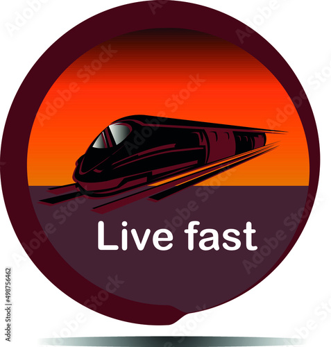 Retro Retro Rapid Train Logo with Gradient Background