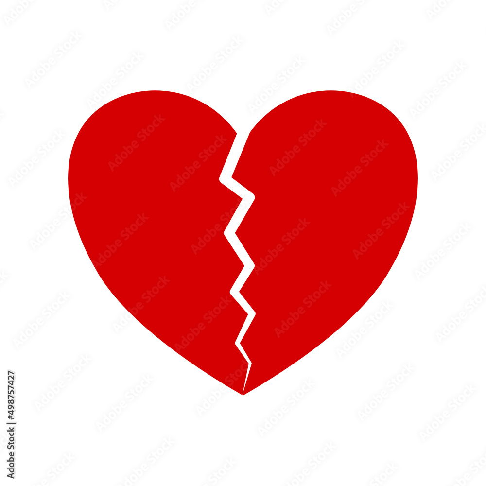 Red Broken heart icon on white background. Red Broken heart icon on white background.
