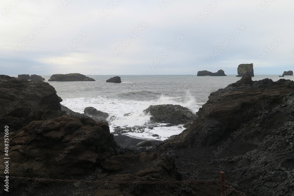 Black beach and the tide in Iceland Black beach and the tide in Iceland