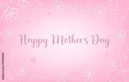 Mother's Day greeting card banner vector with 3d flying hearts pink papercut.symbol of love and handwritten letters on pink background. © sopon
