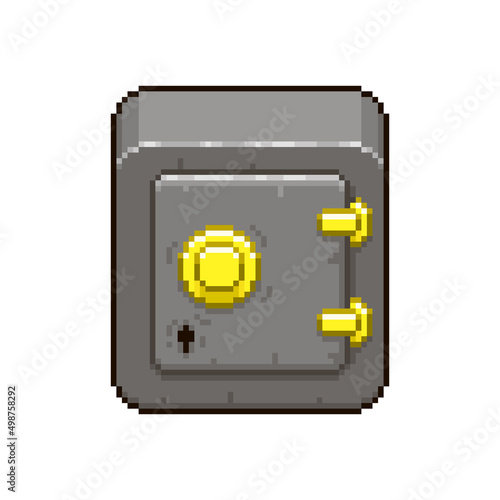 colorful simple vector flat pixel art illustration of cartoon safe for valuables