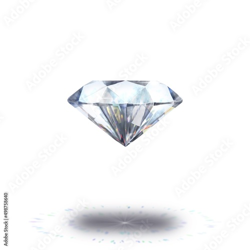 白背景の宙に浮いたダイヤモンド ラスター素材