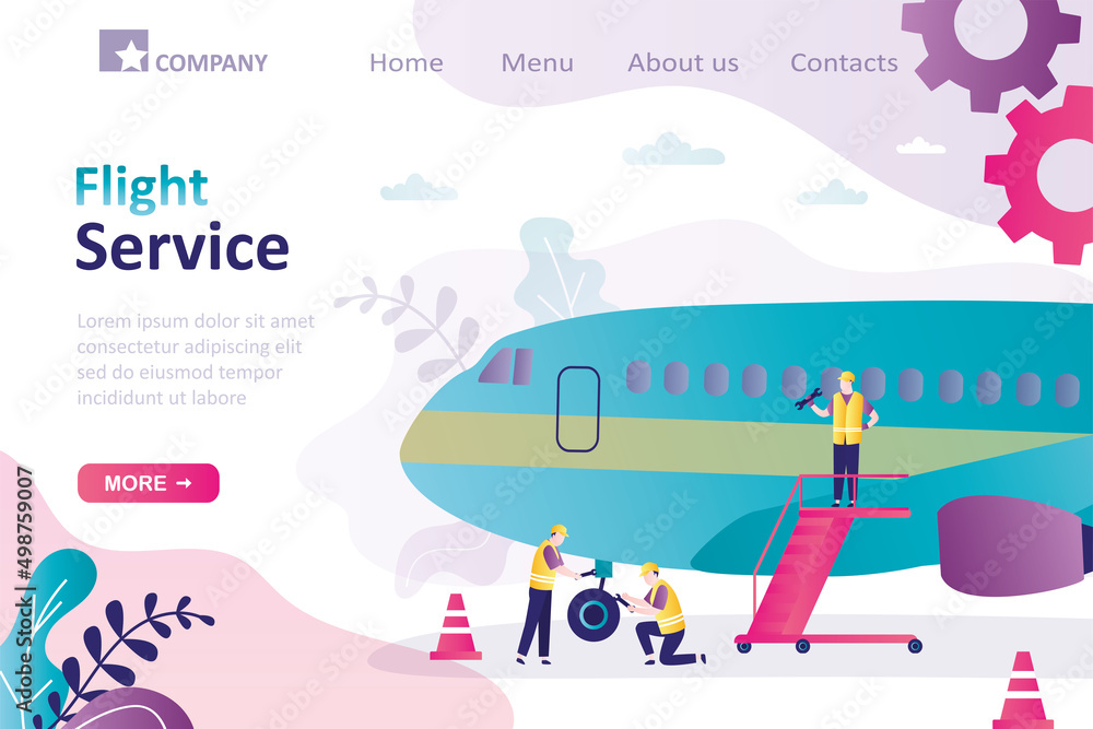 Mechanics make complete check of airplane. Repairmen with tools fixing aircraft landing gear Mechanics make complete check of airplane. Repairmen with tools fixing aircraft landing gear