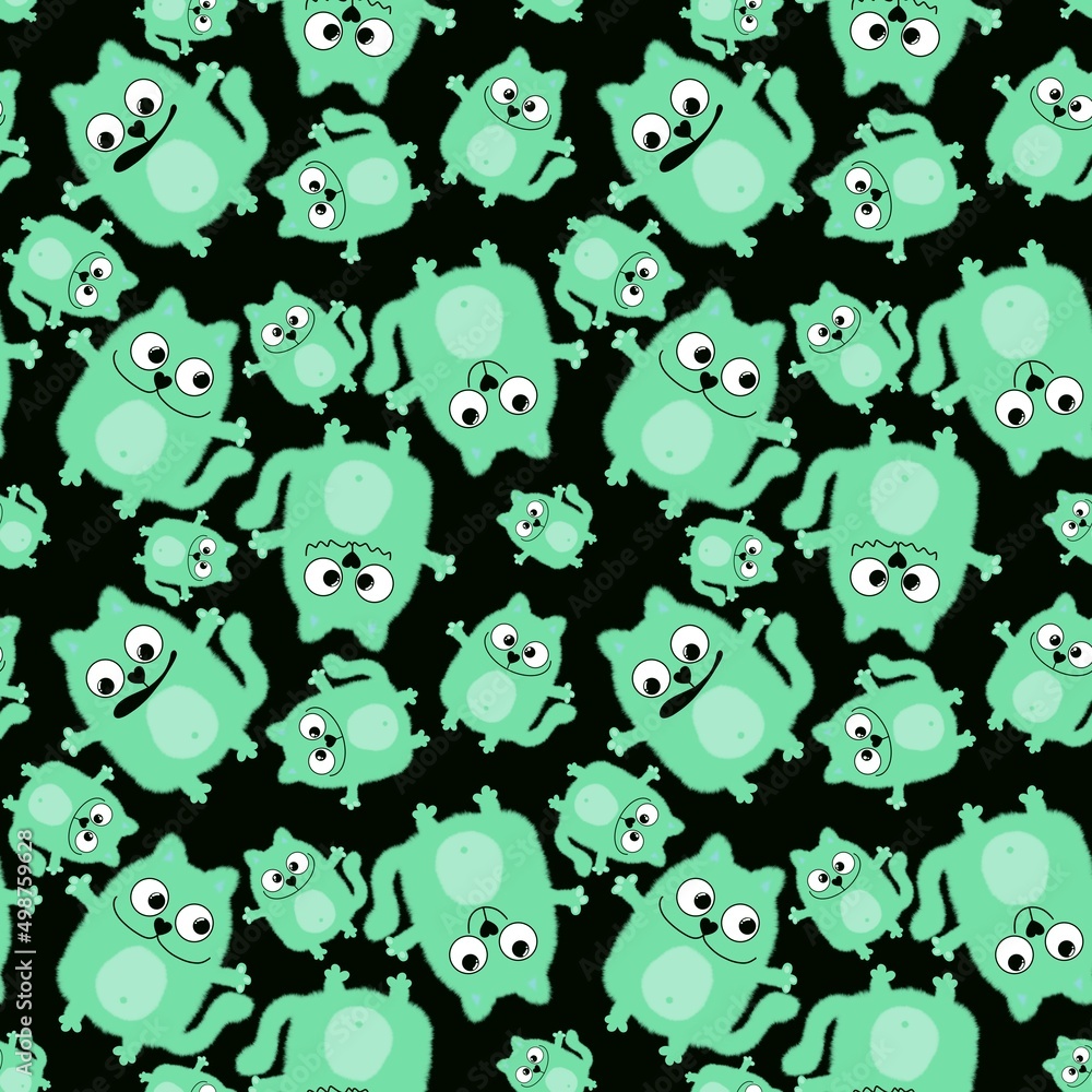 Obraz premium Animals seamless cats pattern for fabrics and textiles and packaging and gifts and cards and linens and kids