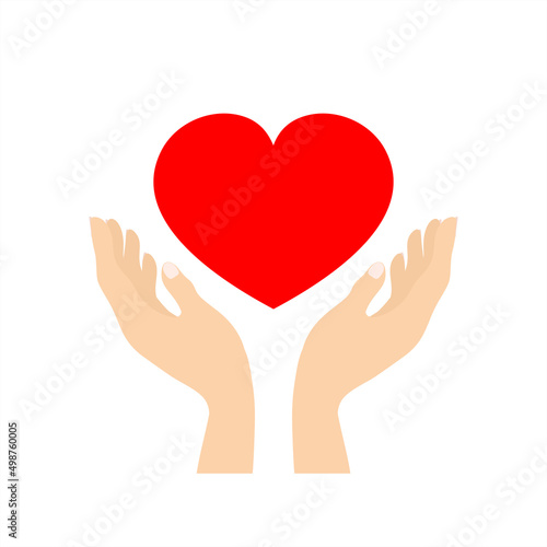hands hold the heart,  symbol of peace. world is in your hands. vector illustration