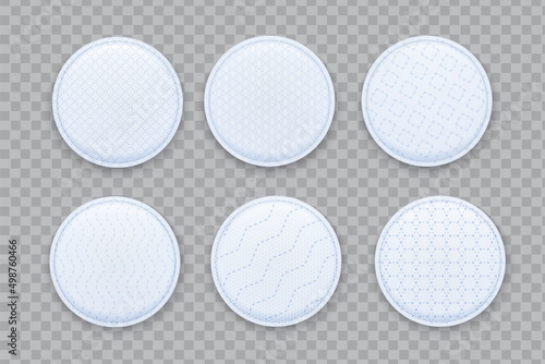 Realistic cotton pad set with different texture
