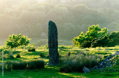 Kintraw prehistoric megalith standing stone at the head of Loch Craignish near Kilmartin, south of Oban, Argyll, Scotland. Solstice alignment to Jura photo
