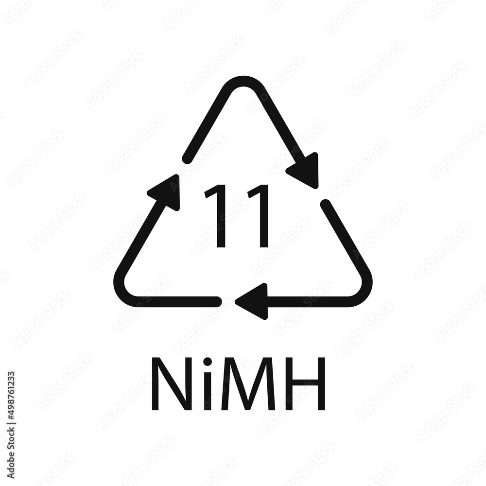 Battery recycling symbol 11 NiMH. Vector illustration Stock Vector | Adobe  Stock